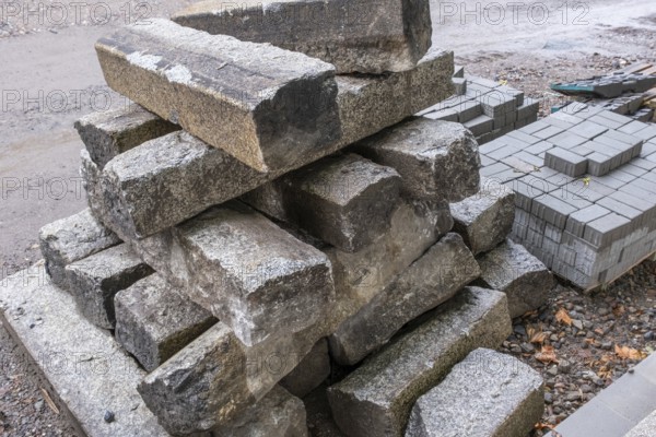 Stack of kerbstones on a building site