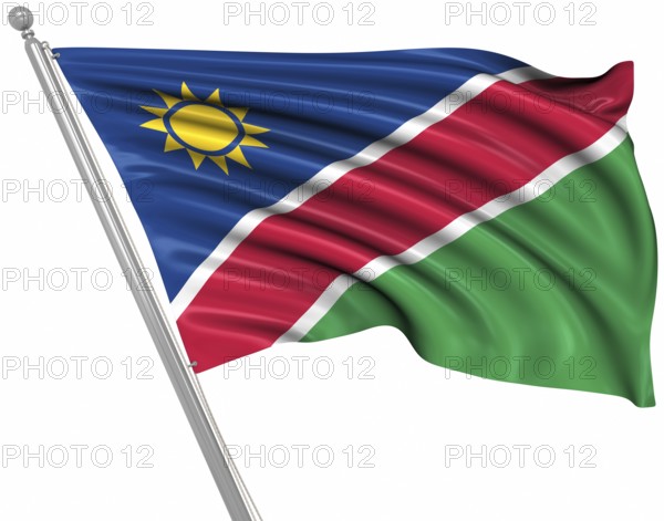 Flag of Namibia, isolated on white