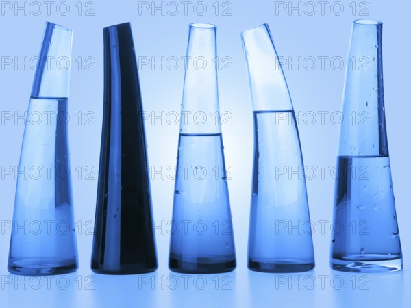 Laboratory flasks with liquid in blue (clipping path)