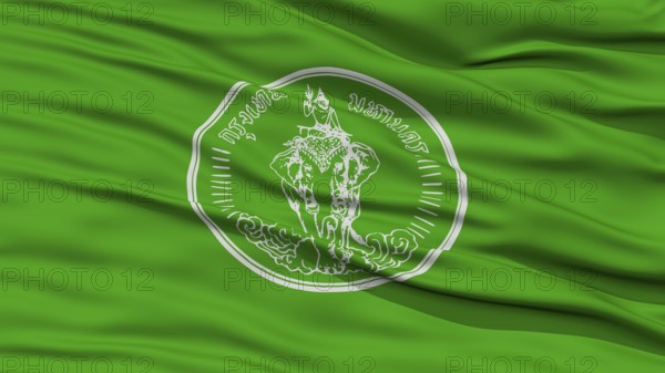 Closeup Bangkok City Flag, Capital City of Thailand, Waving in the Wind