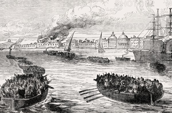 The Bombardment of Alexandria in Egypt by the British Mediterranean Fleet on 11-13 July 1882, From British Battles on Land and Sea, by James Grant