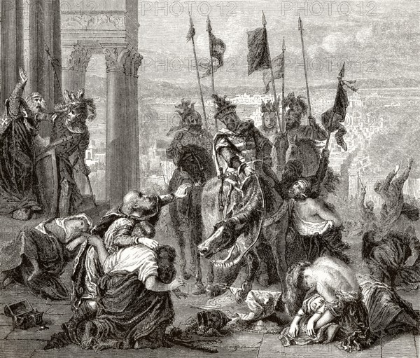 Der vierte Kreuzzug, Einzug der Kreuzfahrer in Konstantinopel, von Eugène Delacroix