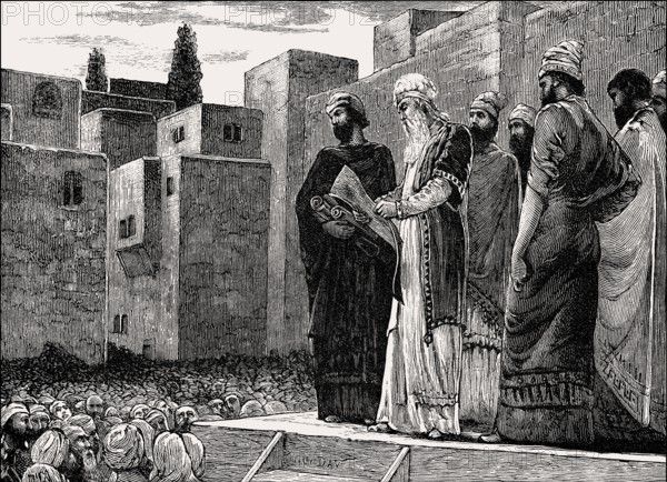 Ezra reading the law, Book of Ezra, Old Testament, Hebrew Tanakh