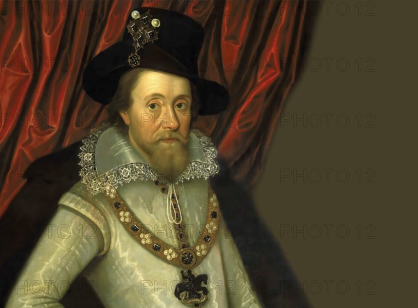 James VI and I, James Charles Stuart, 1566 – 1625, King of England, Scotland and Ireland, digitally edited