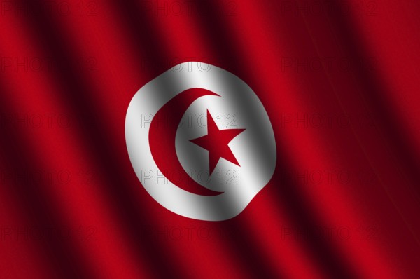 The Tunis flag flying in the wind