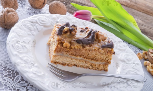 Walnut caramel cake