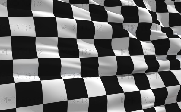 Fluttering checkered flag on the wind