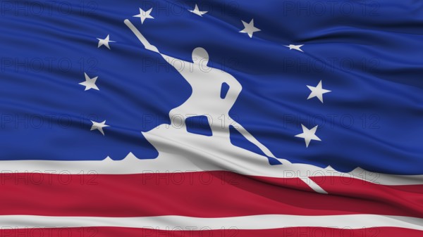 Closeup Richmond Flag, Capital of Virginia State, Flying in the Wind