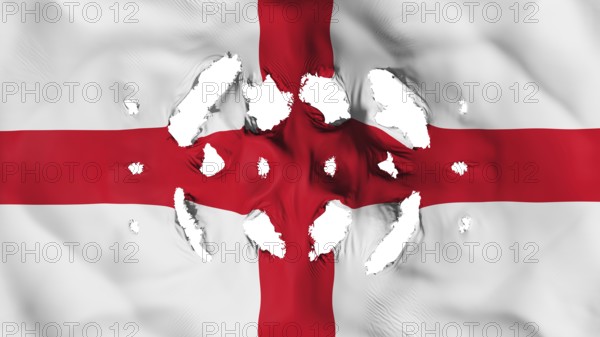 England flag with a small hole, white background, 3D rendering