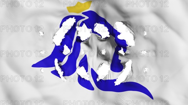 Luxembourg city flag with a small holes, white background, 3d rendering