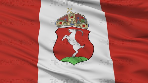Kecskemet City Flag, Country Hungary, Closeup View, 3D Rendering