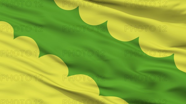 Vega Baja City Flag, Country Puerto Rico, Closeup View, 3D Rendering