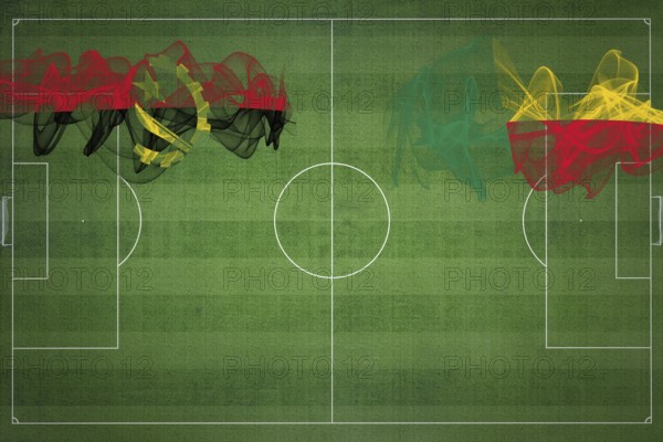 Angola vs Benin Soccer Match, national colors, national flags, soccer field, football game, Competition concept, Copy space