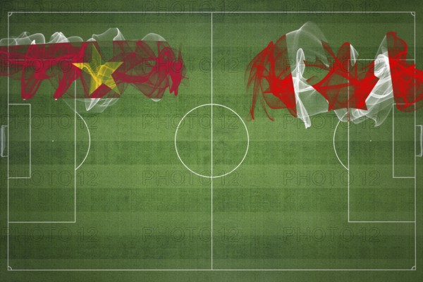 Suriname vs Canada Soccer Match, national colors, national flags, soccer field, football game, Competition concept, Copy space