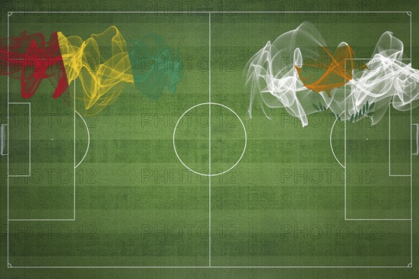 Guinea vs Cyprus Soccer Match, national colors, national flags, soccer field, football game, Competition concept, Copy space