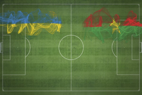 Rwanda vs Burkina Faso Soccer Match, national colors, national flags, soccer field, football game, Competition concept, Copy space