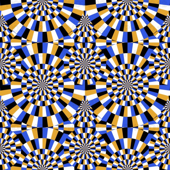 An illustration of an optical Illusion moving circles seamless background