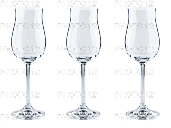 Three modern goblets over the white background