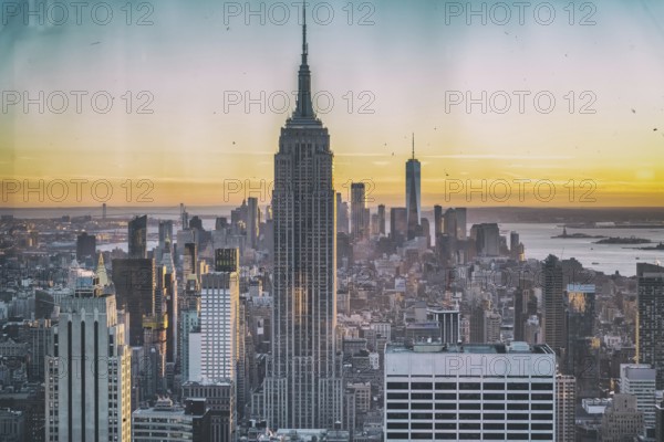 Amazing aerial view of Manhattan skyline from a vantage viewpoint