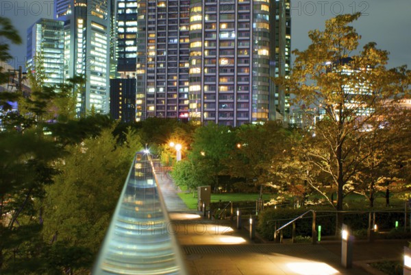 Tokyo Shiodome of night view. Shooting Location: Tokyo metropolitan area