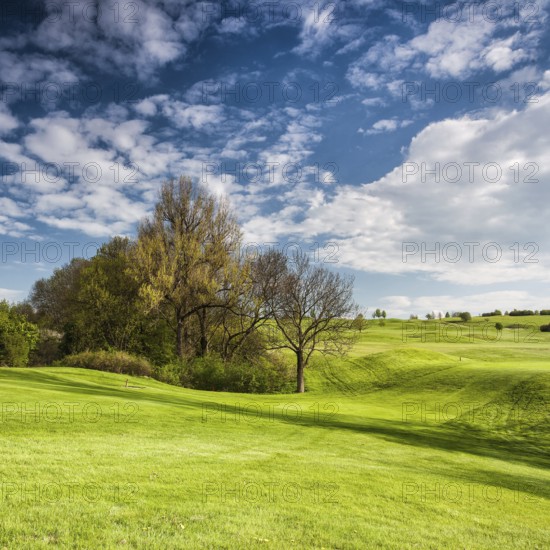 On the empty golf course in spring in Czech Republic