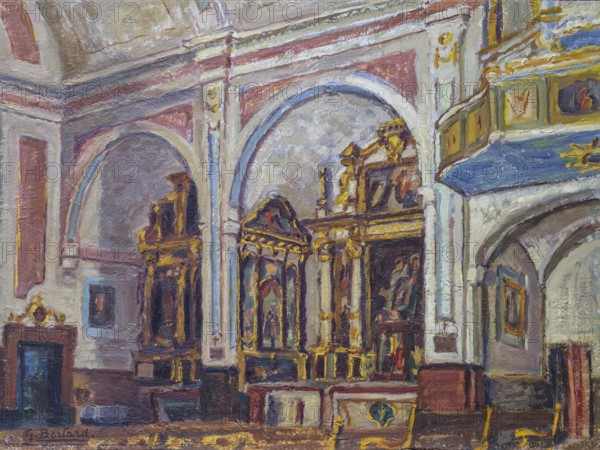 Guillem Bestard, Interior esglesia del Roser, oil on canvas, pollensa museum, Majorca, Balearic Islands, Spain, Europe