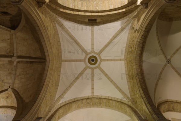Frias, Spain, August 5, 2020: Parish Church of San Vicente Martir in Merindades region, Burgos. Interior view, Europe