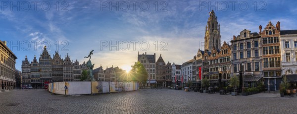 Antwerp Belgium, sunrise panorama city skyline at Grote Markt (Large Market) Square