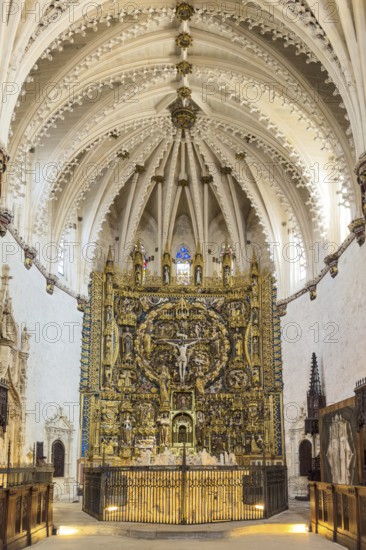 Burgos, Spain, March 13, 2023: Interior of Gothic monastery Cartuja de Miraflores in Burgos, Castilla y Leon, Spain., Europe