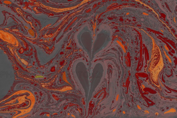 Beautiful abstract art of Ebru marbling painting techniques on water with paints