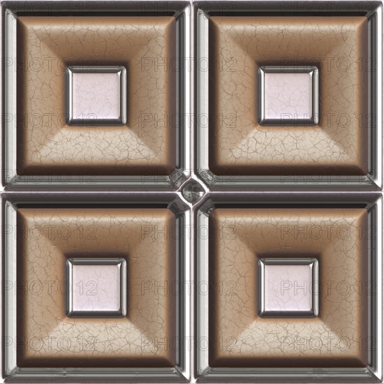Brown leather and glass 3d seamless tile pattern background