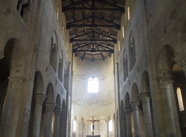 Nave of the Abbey of St Antimo Abbazia di Sant'Antimo, Montalcino, Tuscany, Italy Italy