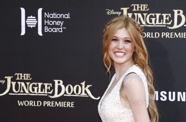 Katherine McNamara at the World premiere of 'The Jungle Book' held at the El Capitan Theatre in Hollywood, USA on April 4, 2016., Hollywood, California, USA, North America