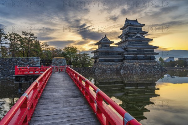 Matsumoto Nagano, sunrise at Matsumoto Castle in autumn season