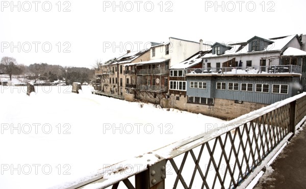 Elora Ontario in Winter with river view