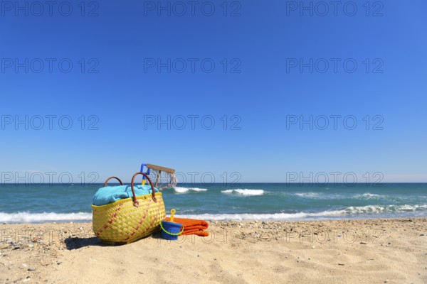 Beach bag and toys for summer vacation