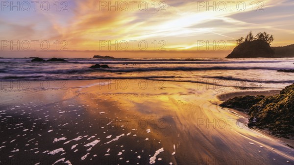 Sunset at a Rocky Beach, Northern California, USA, North America