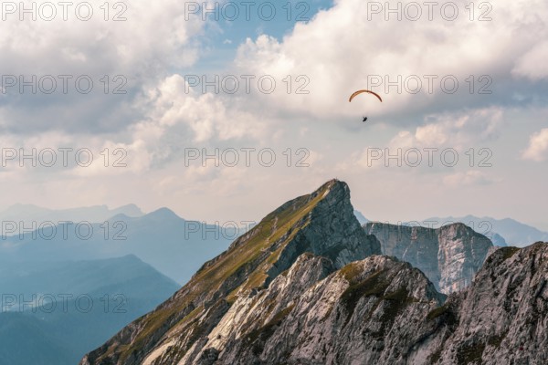 Panoramic view of Pilatus mountain in Switzerland, paragliding on Pilatus mountain