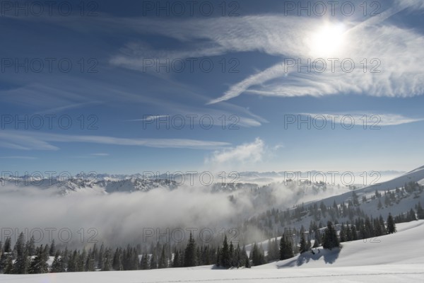 Fantastic snowshoe tour on the Hochgrat at the Nagelfluhkette in Allgau, Bavaria
