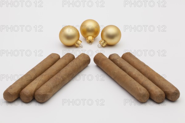 Luxury Cuban tobacco a Christmas decoration on the white background