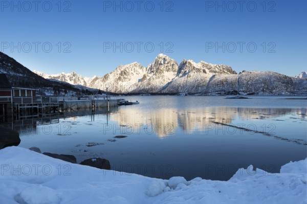 Winter landscape in the Lofoten Islands, Norway, Europe