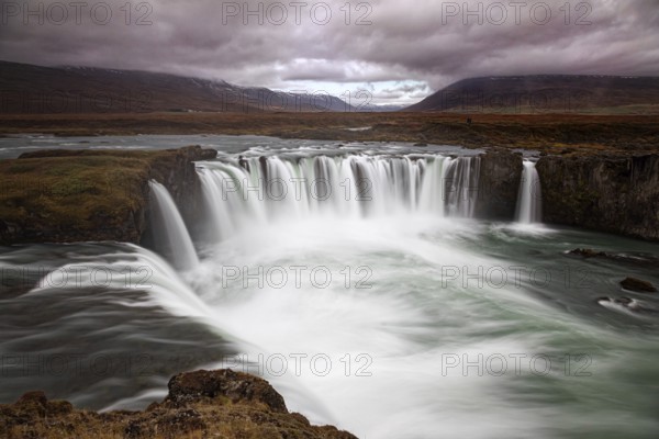 Godafoss waterfall long exposure, Iceland, Europe