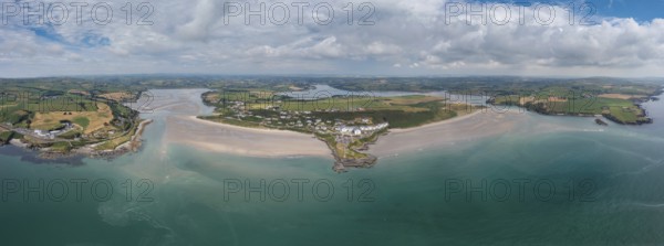 A panorama landscape view of Inchydoney Beach in County Cork of southwestern Ireland