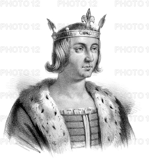 Louis X, Ludwig X., Louis X le Hutin, 1289-1316, called the Quarreler, the Headstrong, or the Stubborn, King of Navarre as Louis I, Count of Champagne and King of France