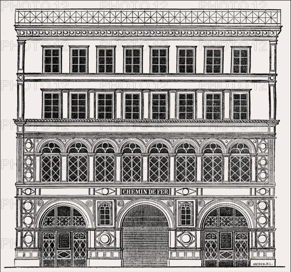 The planned facade of Madeleine station, Rue Tronchet, Paris, France, 1830s, Europe