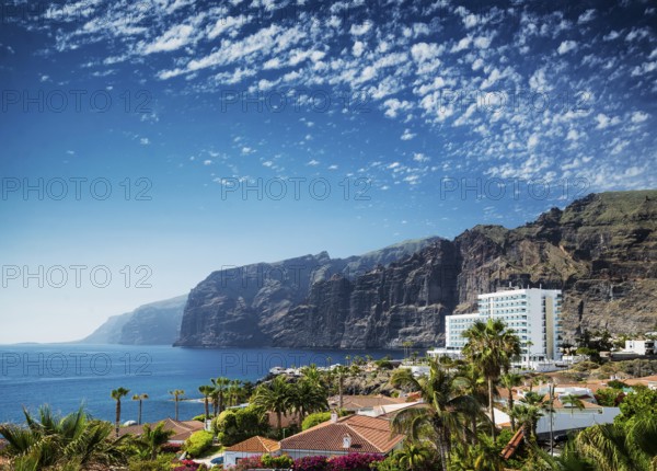 Los gigantes cliffs nature landmark and resorts in south tenerife island spain