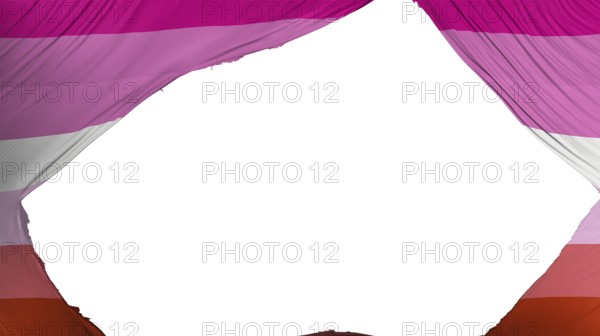 Divided Lesbian pride flag, white background, 3d rendering