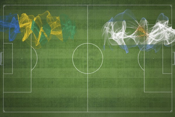 Saint Vincent and the Grenadines vs Argentina Soccer Match, national colors, national flags, soccer field, football game, Competition concept, Copy space