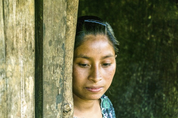 Quiché woman, Sanuch village, Lancetillo, La Parroquia, Reyna area, Quiche, Guatemala, Central America