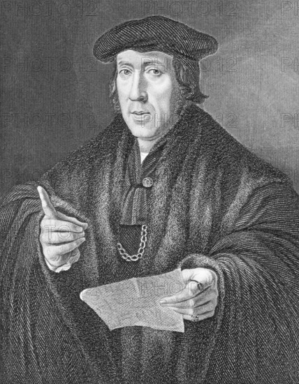 John More (1451-1530) on engraving from the 1800s. Lawyer and later judge, the father of Thomas More. Engraved by J.T.Mote and published by the London Printing and Publishing Company